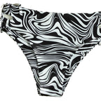 Women's Swimsuit Set with Adjustable Ties and Modern Marble Pattern
