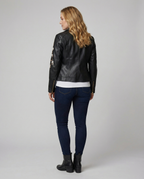 Women's Elegant Transitional Coat with Floral Embroidery