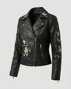 Women's Elegant Transitional Coat with Floral Embroidery