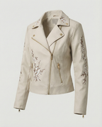 Women's Elegant Transitional Coat with Floral Embroidery