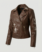 Women's Elegant Transitional Coat with Floral Embroidery