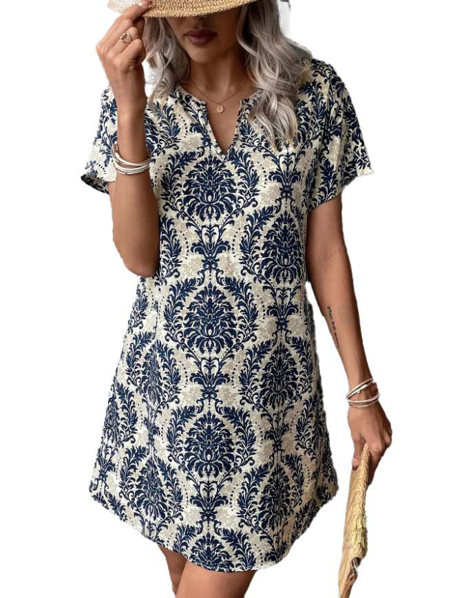 Women's Casual Floral V-Neck Dress