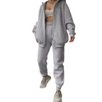 Women's Oversized Hooded Sweat Jacket and High-Waist Jogging Pants Set