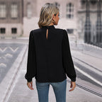 Women's Blouse with Elegant Pleated Sleeves