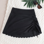 Women's Swim Skirt with Ruffles and Scalloped Edge