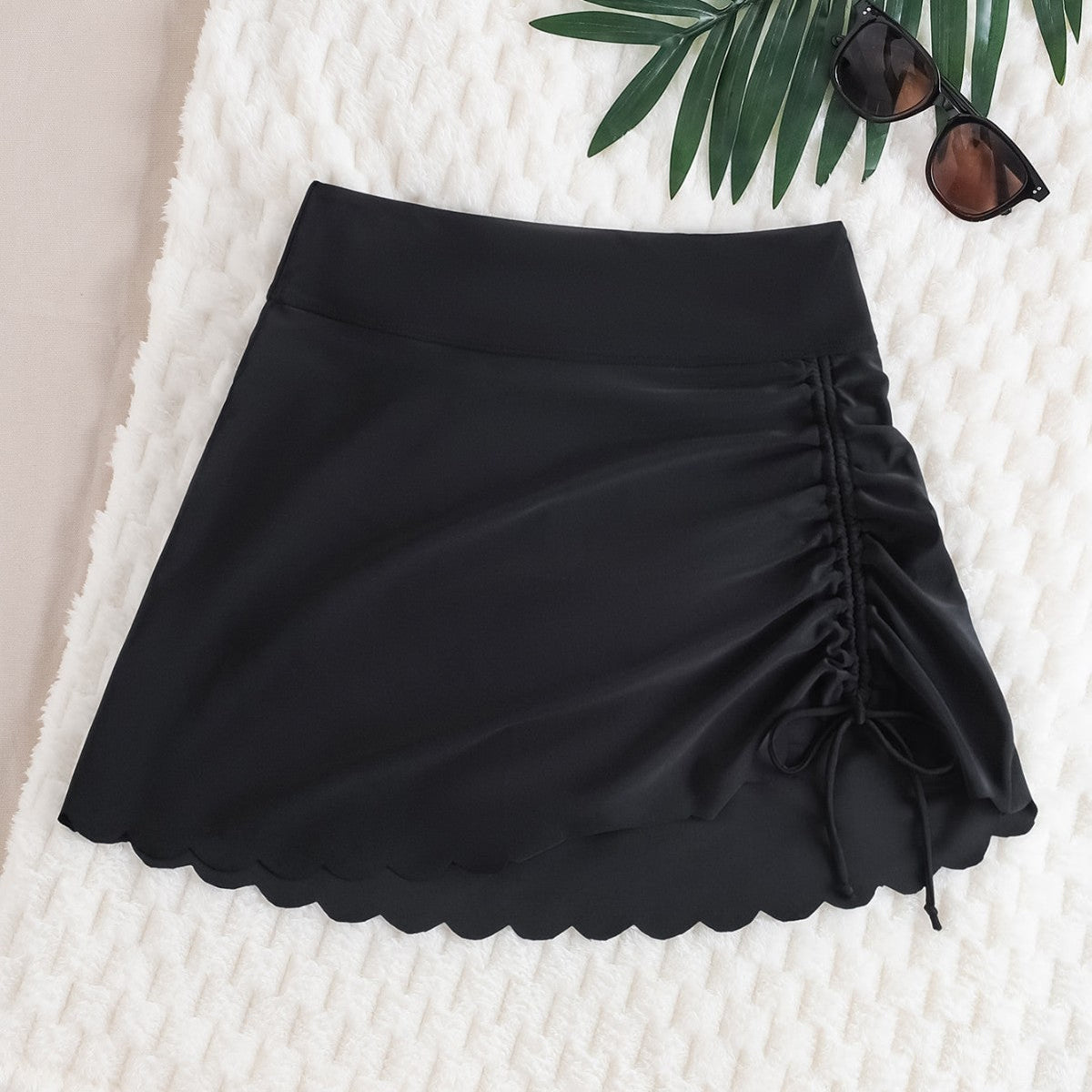 Women's Swim Skirt with Ruffles and Scalloped Edge