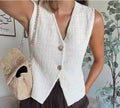 Women's Sleeveless Vest with Decorative Buttons
