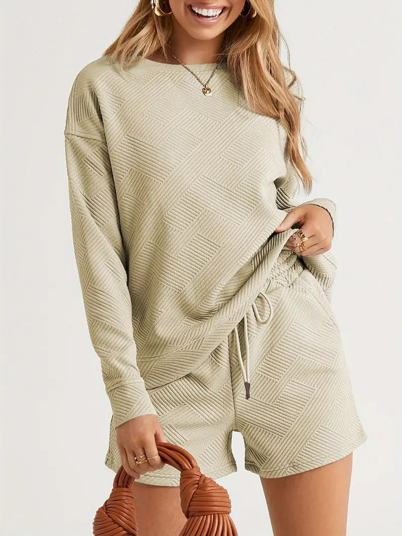 Women's Casual Sweatshirt and Shorts Set