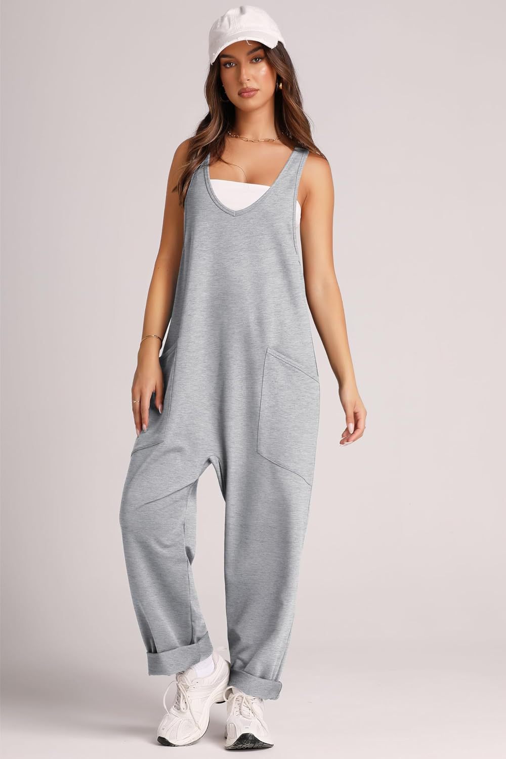 Women's Jumpsuit with Pockets and Stretch Fabric