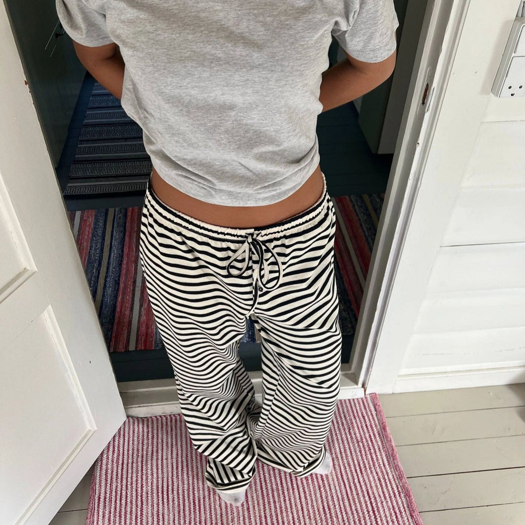 Women's Striped Casual Pants with Elastic Waistband and Drawstring