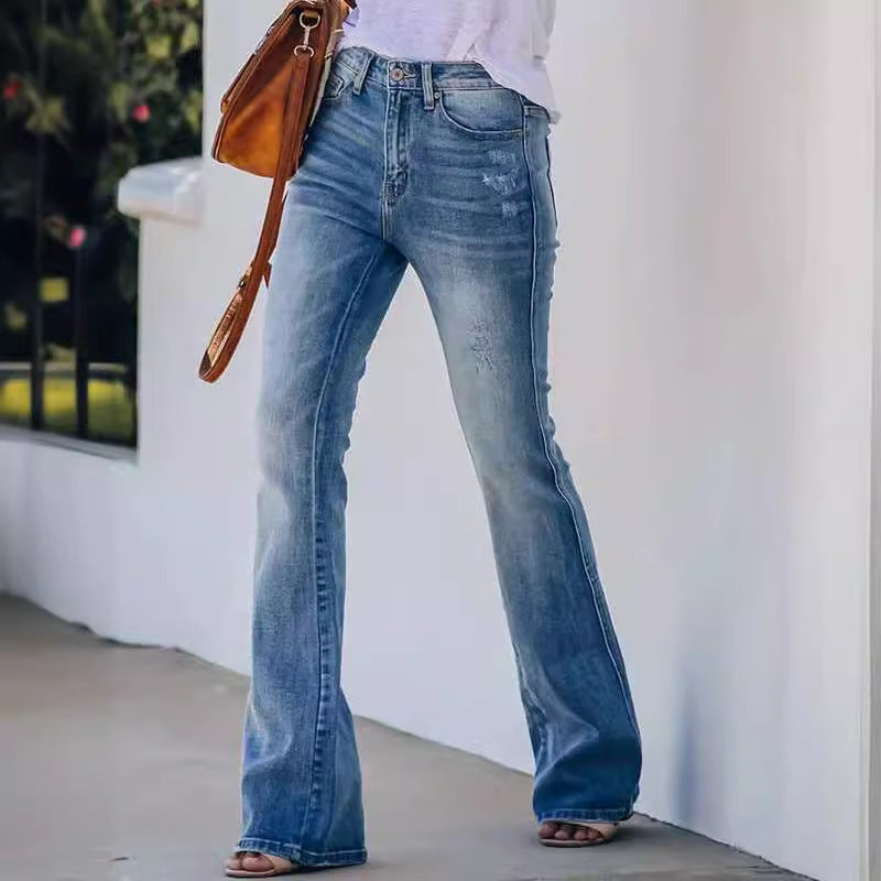 Women's Casual Chic Bootcut Jeans with Cropped Leg