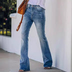Women's Casual Chic Bootcut Jeans with Cropped Leg