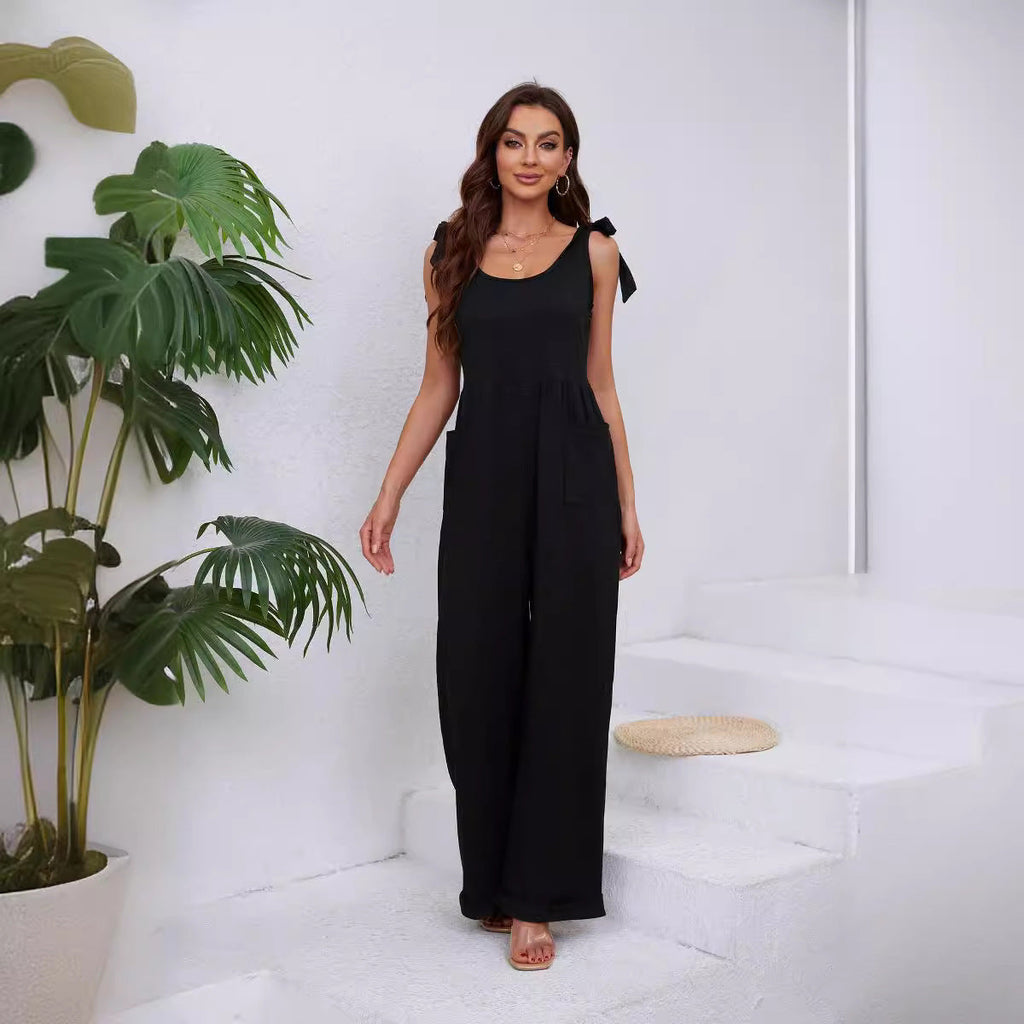 Women's Elegant Jumpsuit with Adjustable Straps and Wide Legs