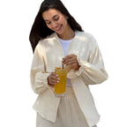 Casual Cotton Trouser Suit with Wide Cut