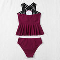 Women's Swimsuit Set with Ruffled Top and Adjustable Straps