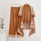 Elegant Knit Set with Mock Neck Top and Wide-Leg Pants
