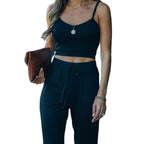 Women's Casual Two-Piece Set with Slim Fit and Adjustable Straps