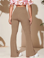 Women's Elegant Loose Flared Pants with Ribbed Texture