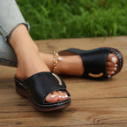 Women's Breathable and Elegant Slide Sandals with Fashionable Perforation