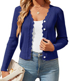 Women's Elegant Cardigan with Wavy Edges