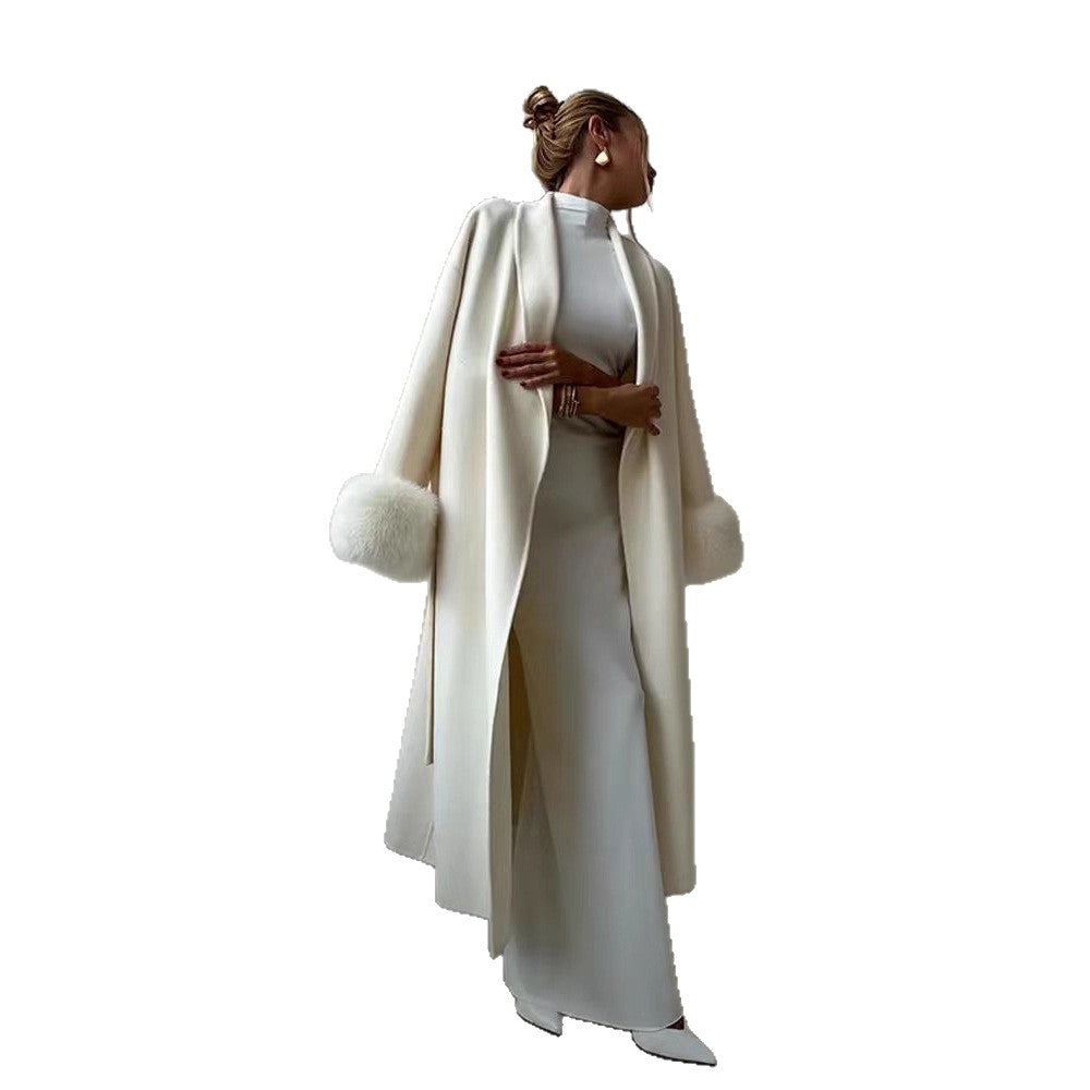 Elegant Warm Coat with Faux Fur Details