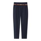 Women's Elegant Chino Pants with Pockets and Belt