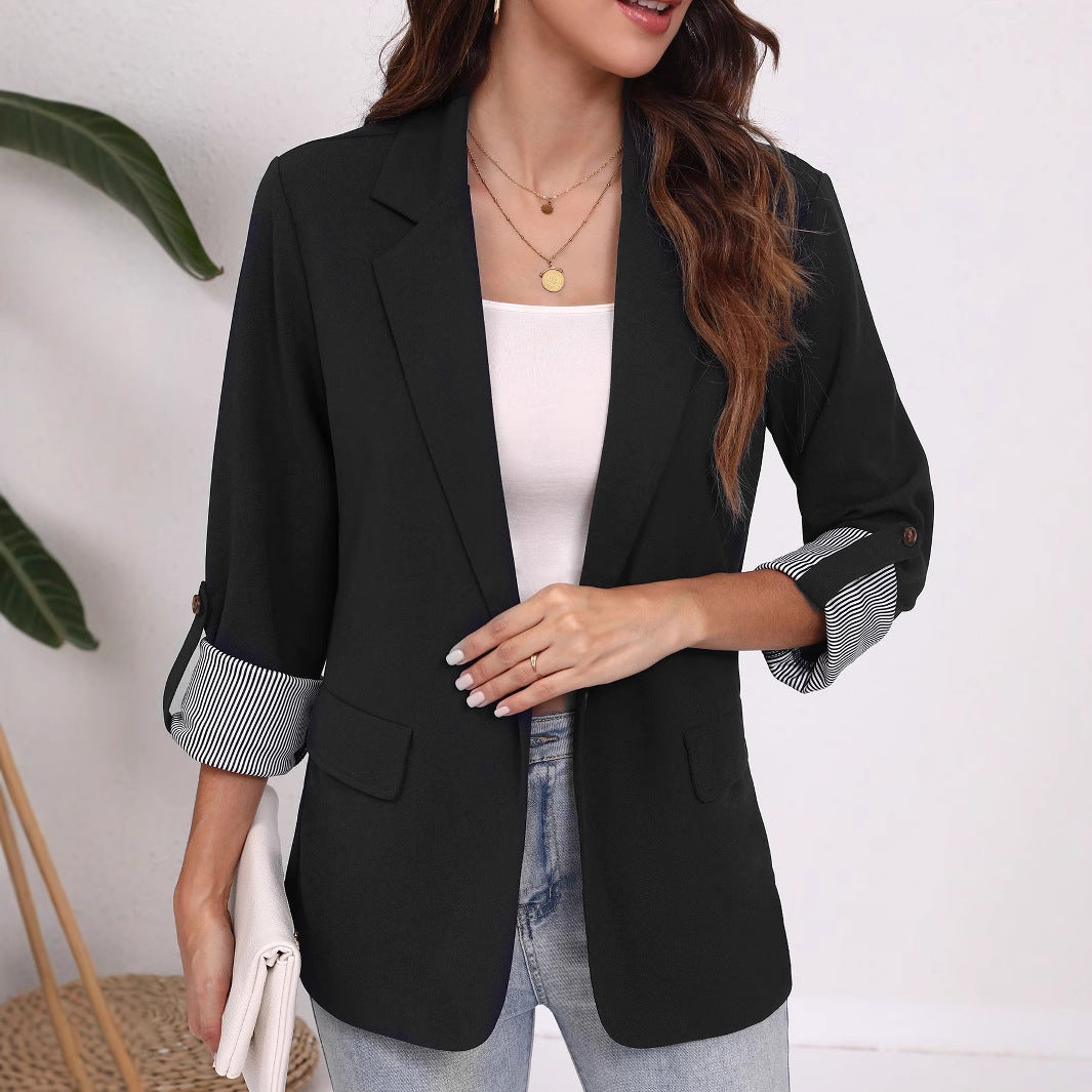 Elegant Blazer with Striped Sleeves