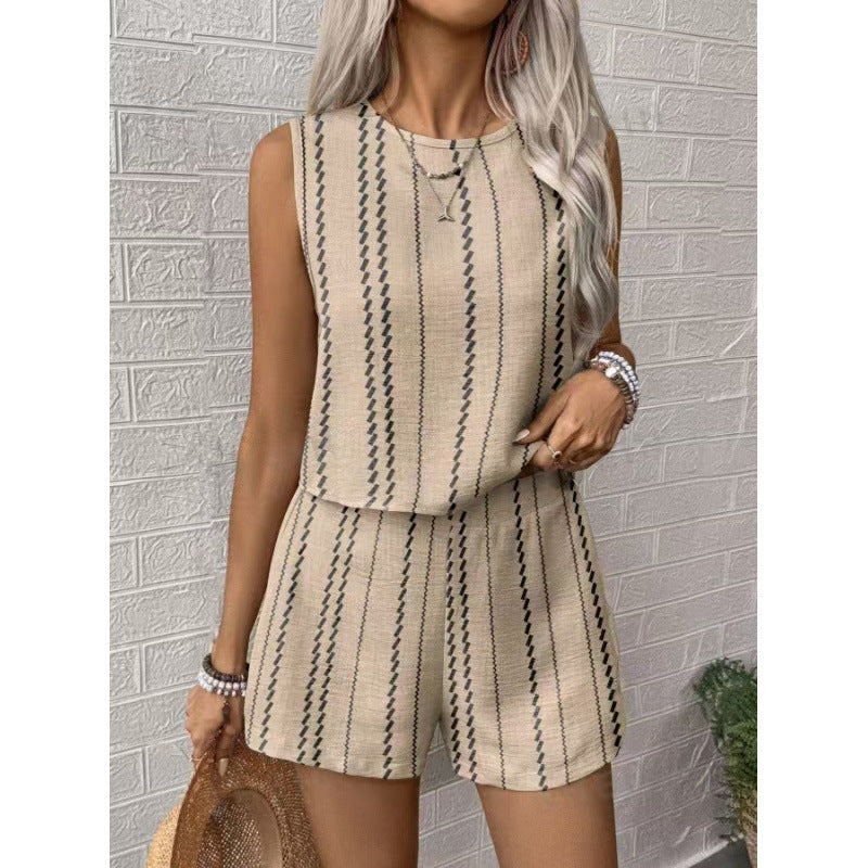 Women's Casual Set with Sleeveless Top and Shorts