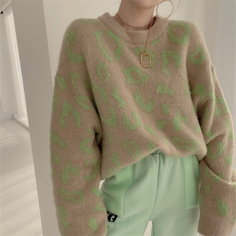 Women's Fluffy Leopard Print Sweater