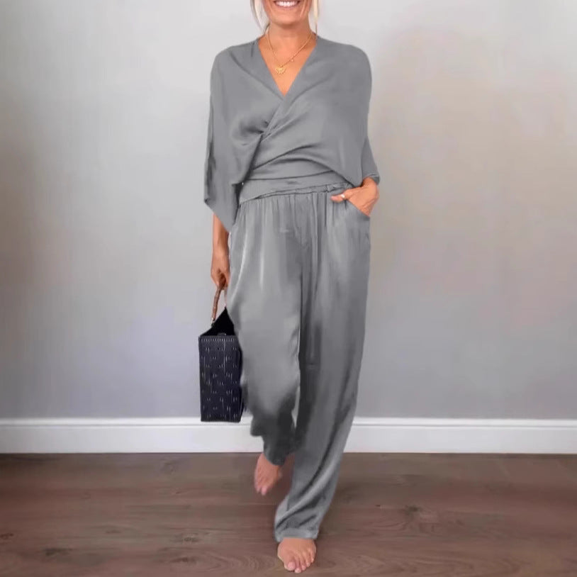 Elegant and Comfortable Satin Pantsuit