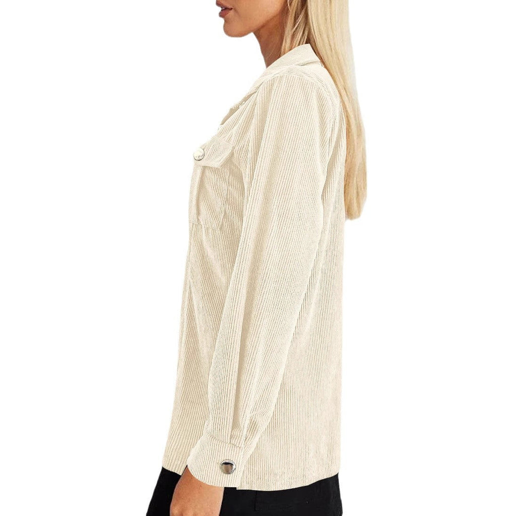 Women's Casual Textured Shirt Jacket with Pockets
