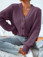 Women's Comfortable Cardigan with Chic V-Neck