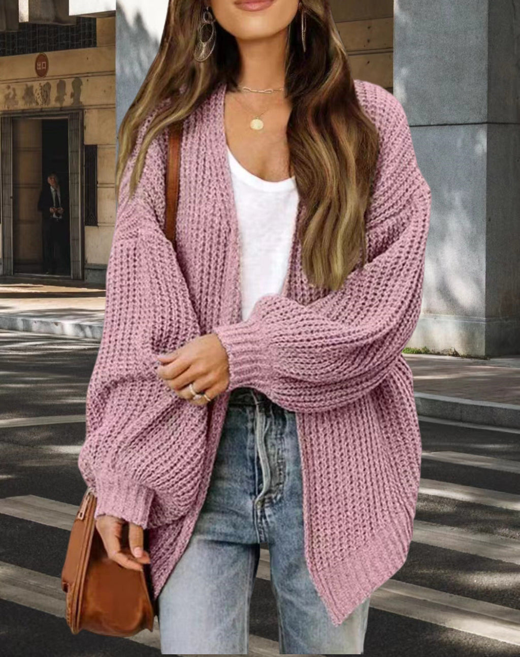 Women's Wide-Cut Chunky Knit Cardigan
