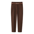 Women's Elegant Chino Pants with Pockets and Belt