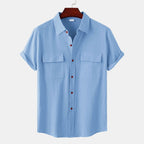 Women's Short-Sleeve Shirt with Practical Chest Pockets and Casual Structure