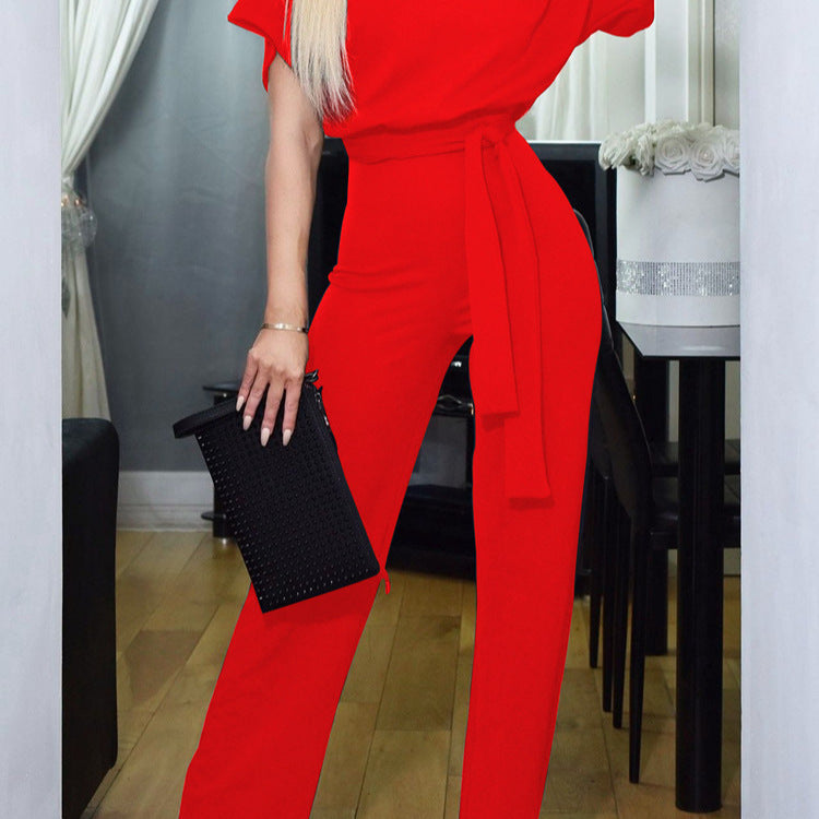 Women's Casual Two-Piece Set with Elegant Waist Belt