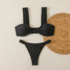 Women's Bandeau Bikini with Wide Straps and Decorative Bow
