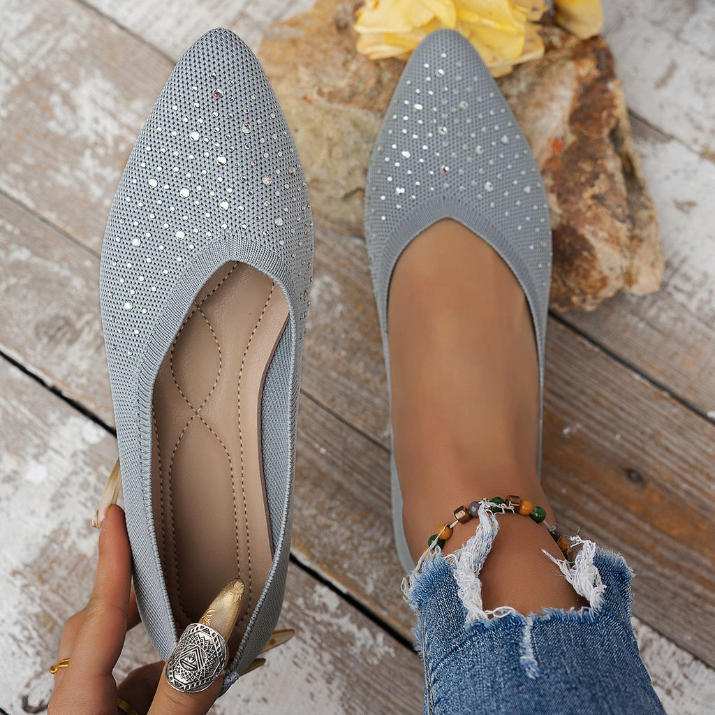 Women's Ballet Flats with Subtle Rhinestone Accents