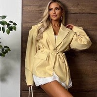 Elegant Oversized Blazer with Belt Detail