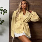 Elegant Oversized Blazer with Belt Detail