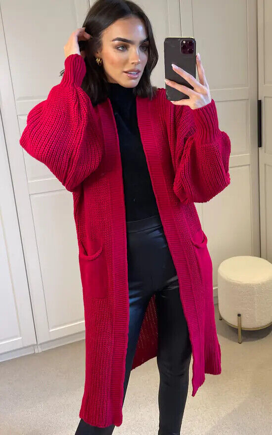 Women's Long Knit Coat with Spacious Pockets