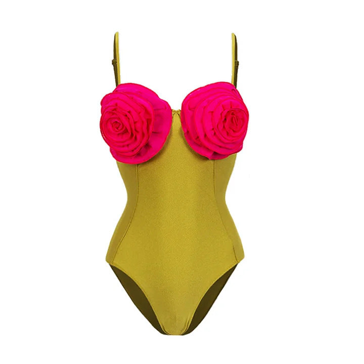 Women's Swimsuit Set with Playful Floral Decorations