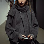 Women's Asymmetrical Wrap Jacket with Large Collar