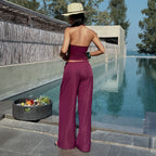 Women's Airy Two-Piece Set with Fitted Bustier and Wide Pants