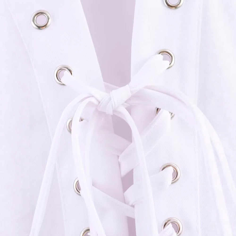 Women's Long-Sleeve Shirt with Lace-Up Detail