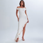 Off-the-Shoulder Ruffled Evening Dress