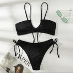 Women's Bandeau Bikini with Double Straps and Ties