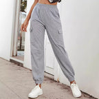 Women's Cargo Pants with Elastic Waist and Practical Pockets