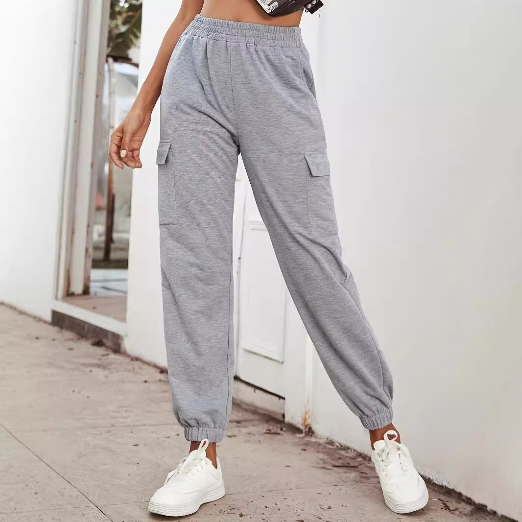 Women's Cargo Pants with Elastic Waist and Practical Pockets