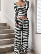 Women's Comfortable Lounge Set with Casual Cut and Wide-Leg Pants
